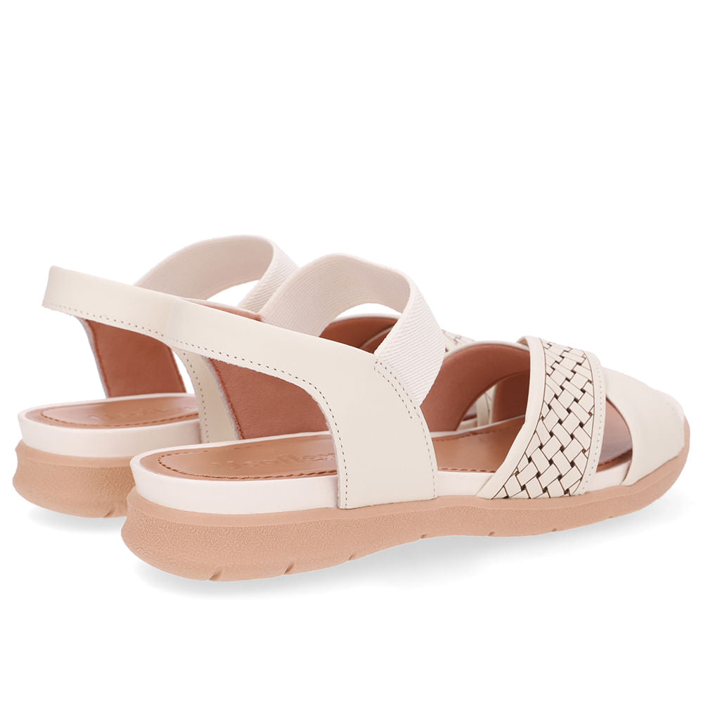 Sandália Plataforma Couro Branca Marfim Elástico