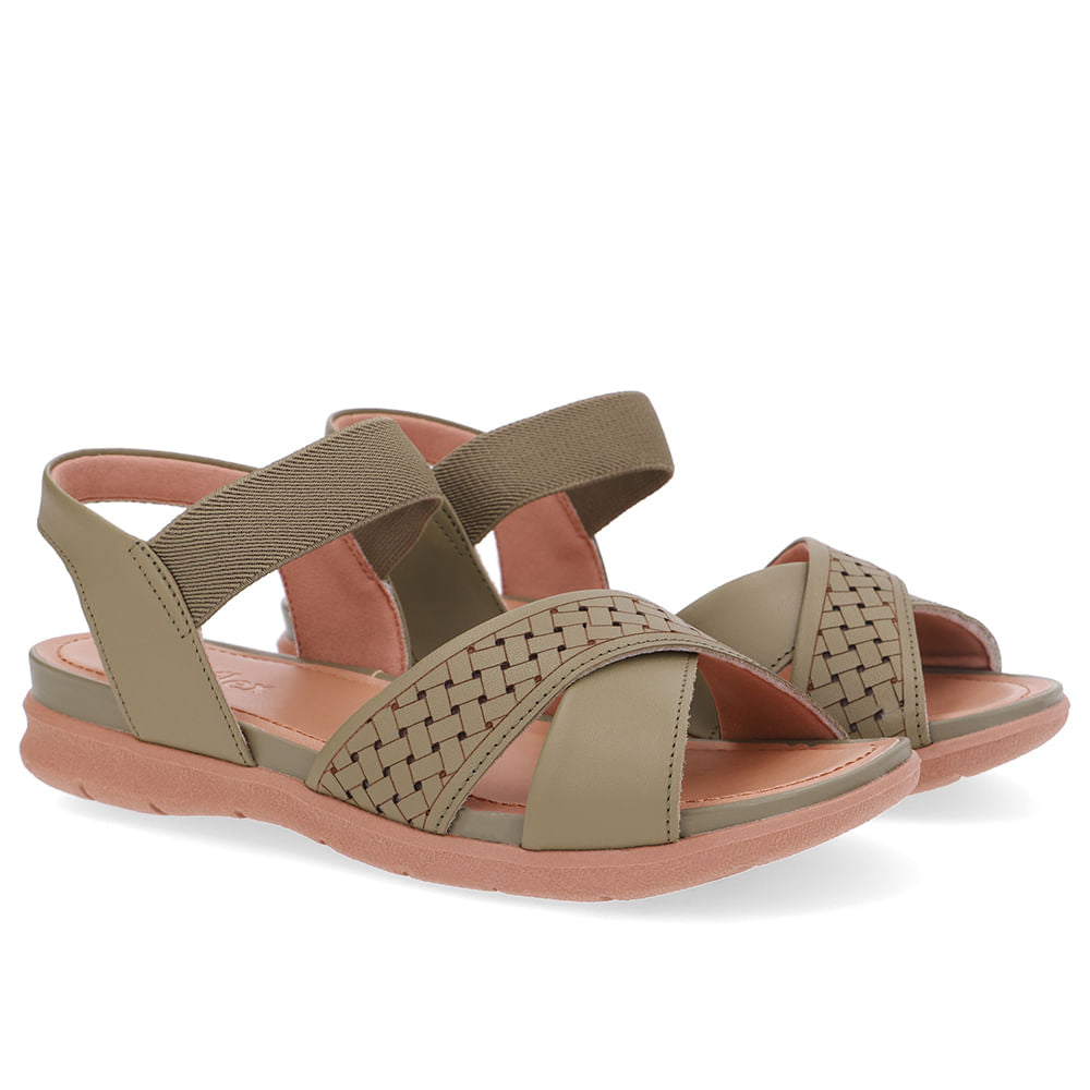 Sandália Plataforma Couro Verde Elástico