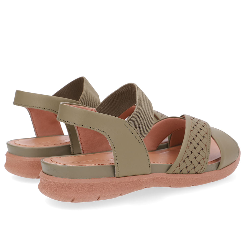 Sandália Plataforma Couro Verde Elástico