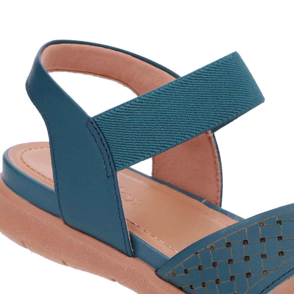 Sandália Plataforma Couro Azul Elástico