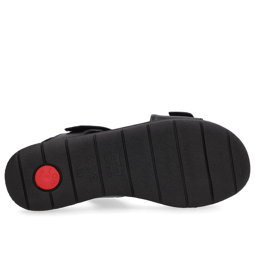 Sandália Plataforma Couro Preta Fecho-Flex