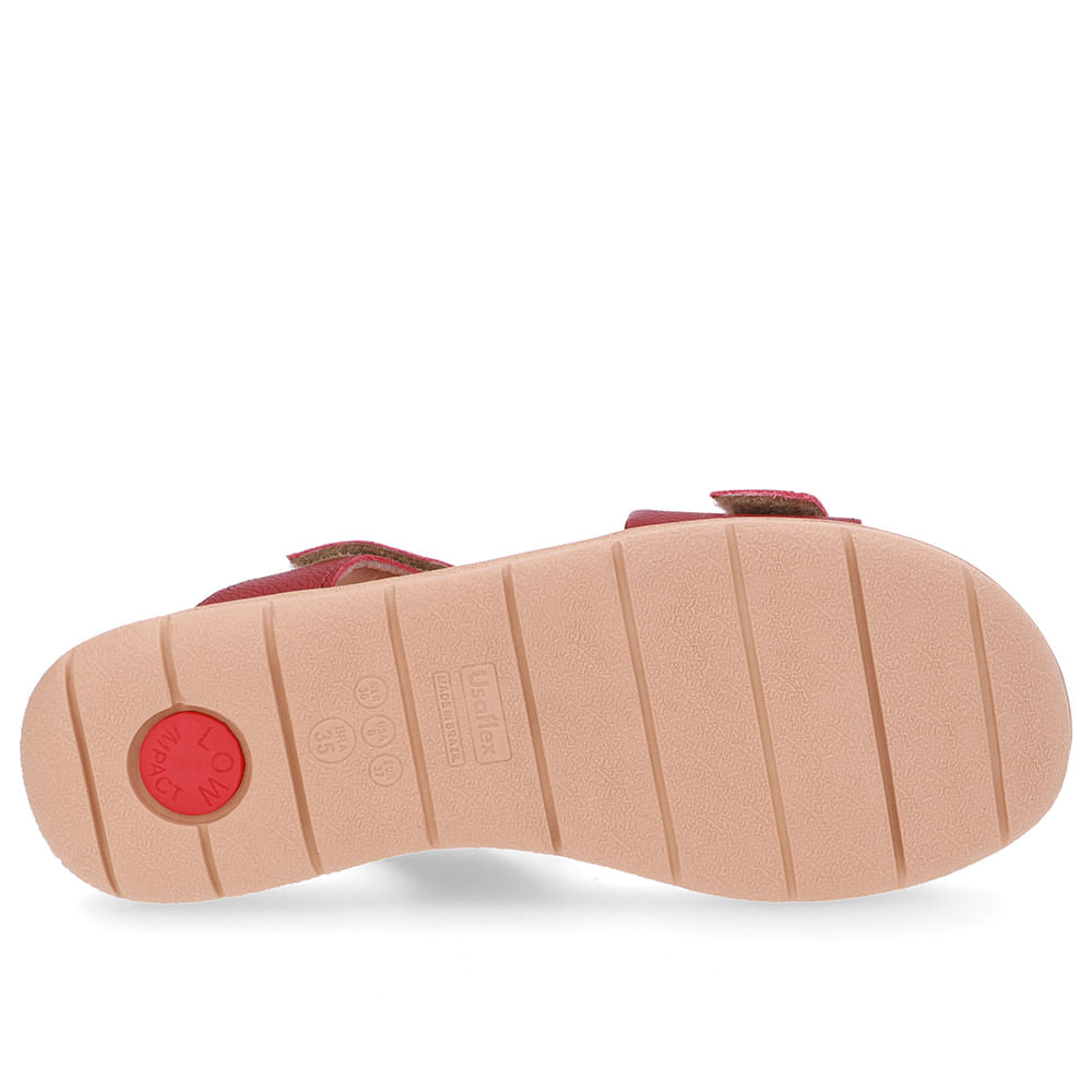 Sandália Plataforma Couro Vermelha Fecho-Flex