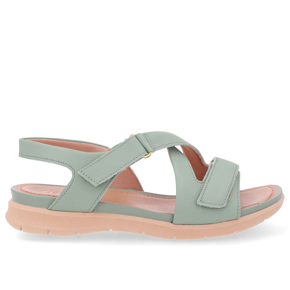 Sandália Plataforma Couro Verde Fecho-Flex