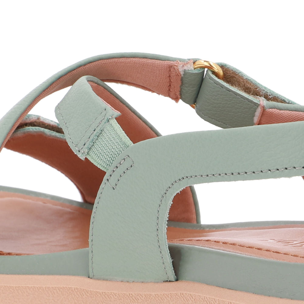 Sandália Plataforma Couro Verde Fecho-Flex