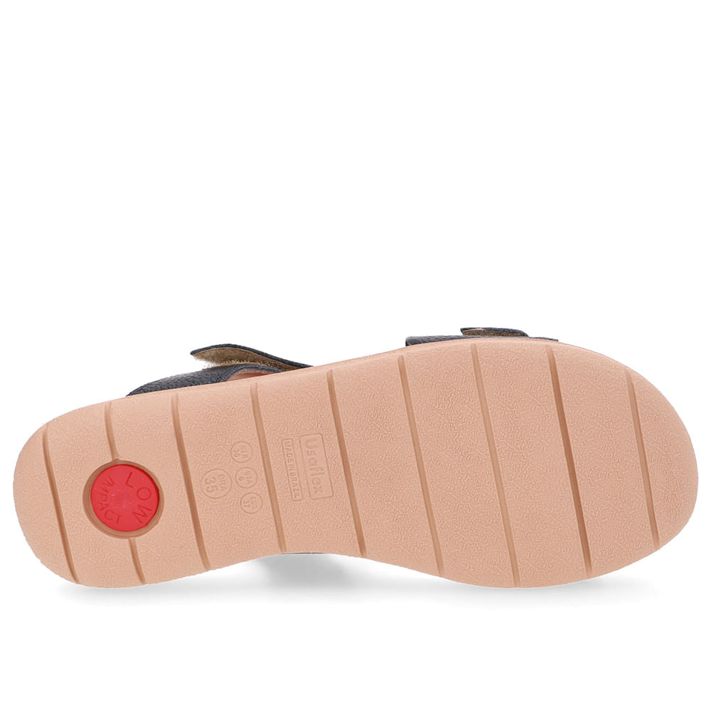 Sandália Plataforma Couro Azul Fecho-Flex