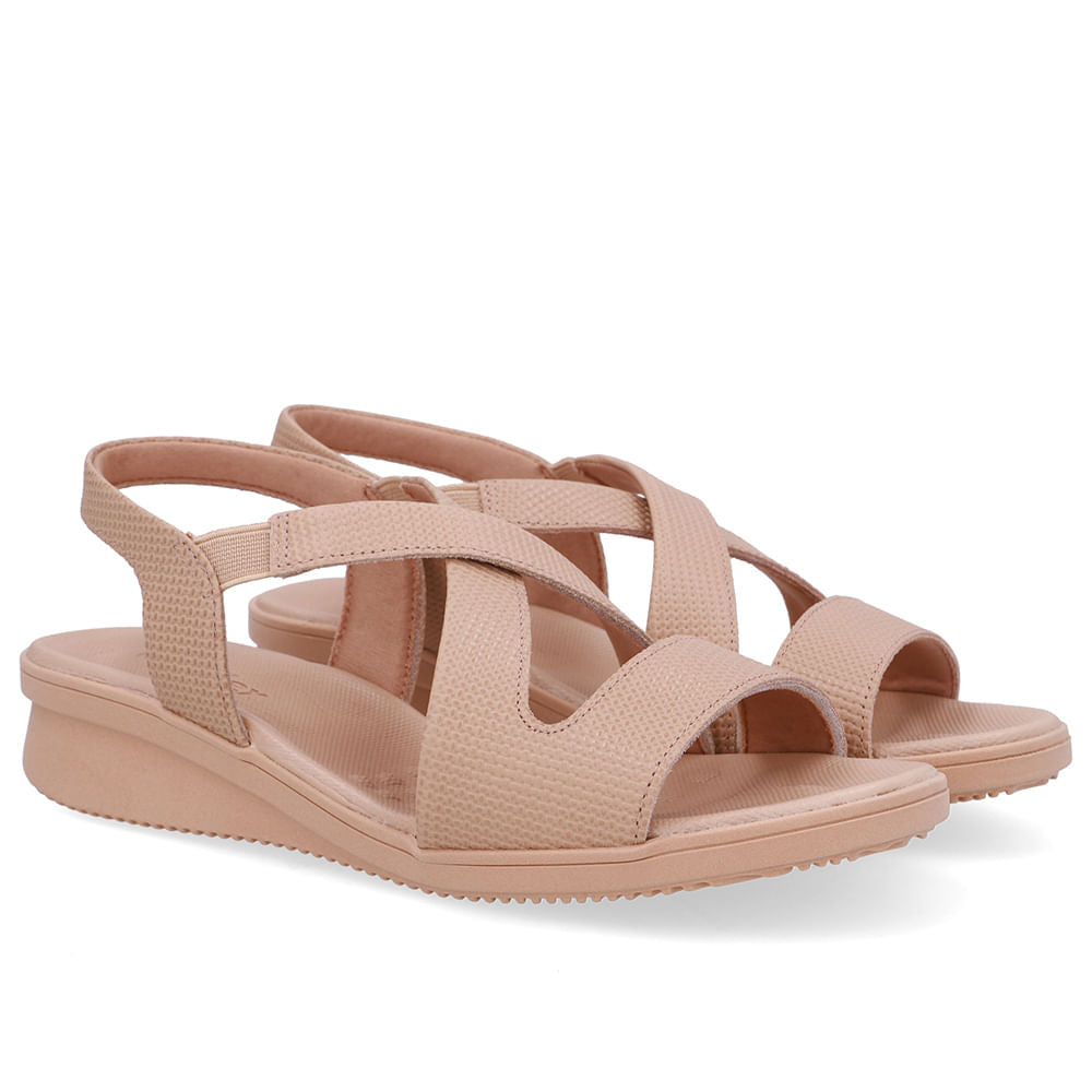 Sandália Plataforma Couro Bege