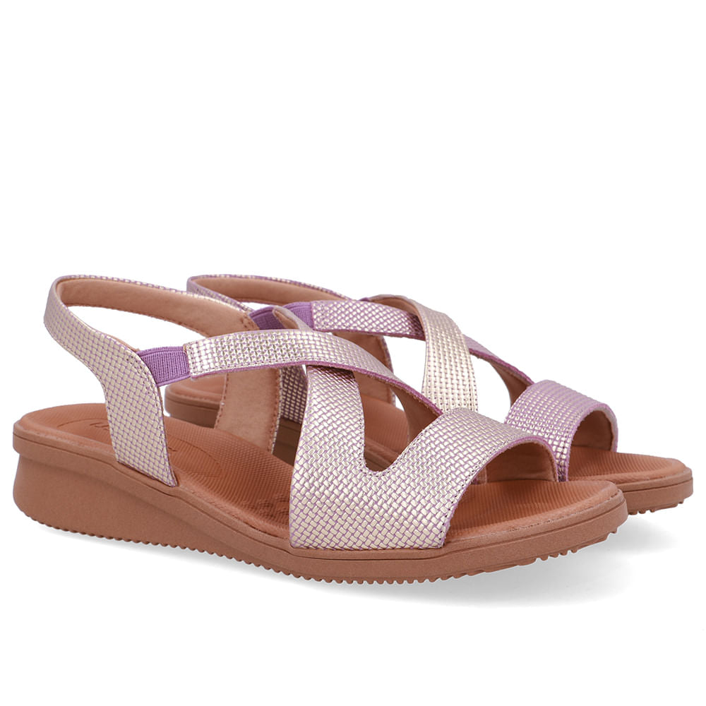 Sandália Plataforma Couro Roxo