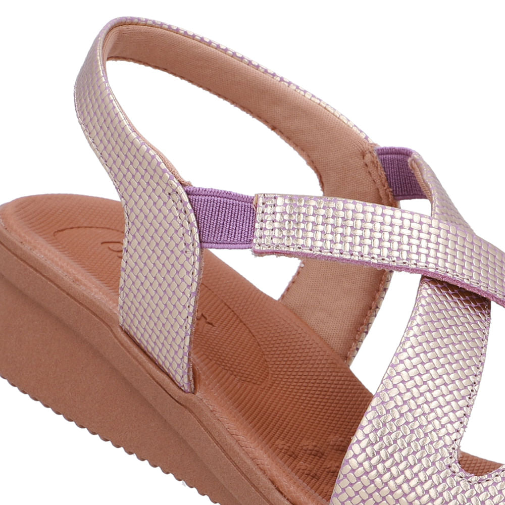 Sandália Plataforma Couro Roxo