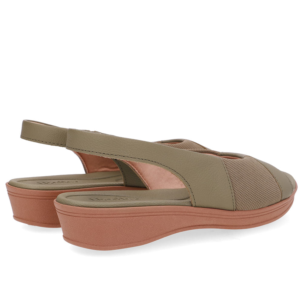 Sandália Verde Couro Lateral Tecido