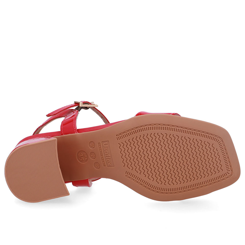 Sandália Salto Bloco Tira Verniz Vermelha