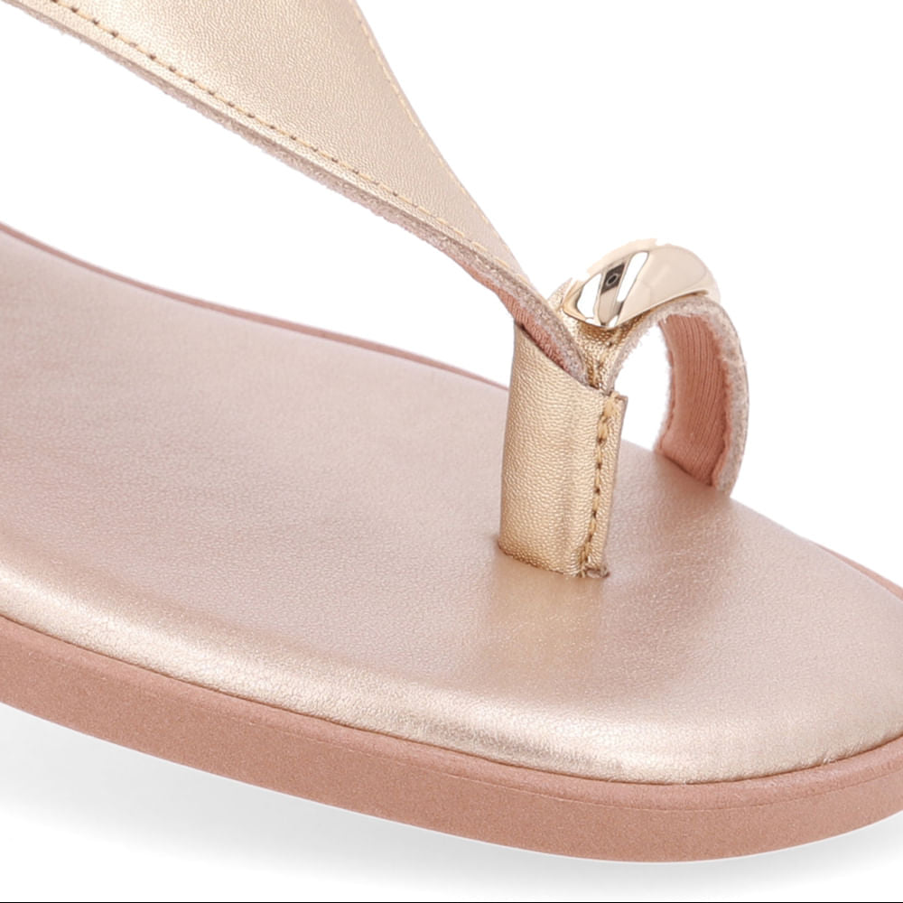 Sandália Rasteira Couro Dourada