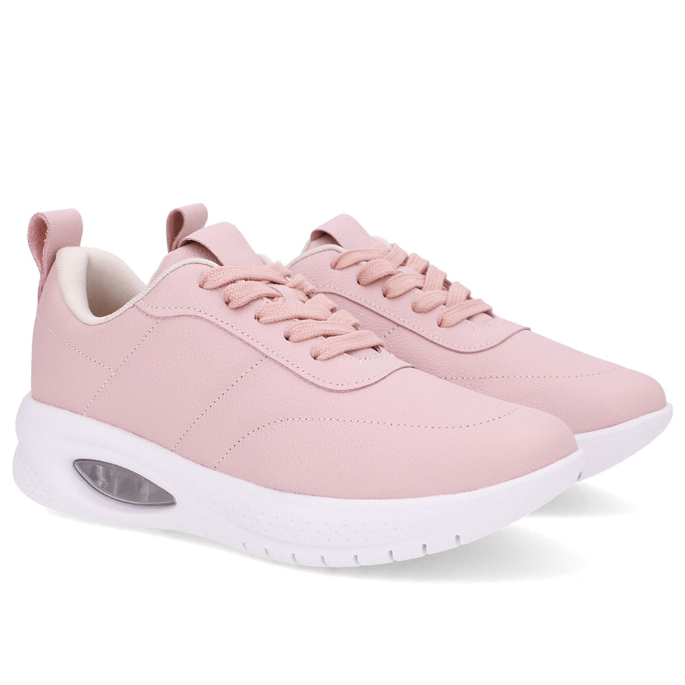 Tênis Cadarço Rosa Couro