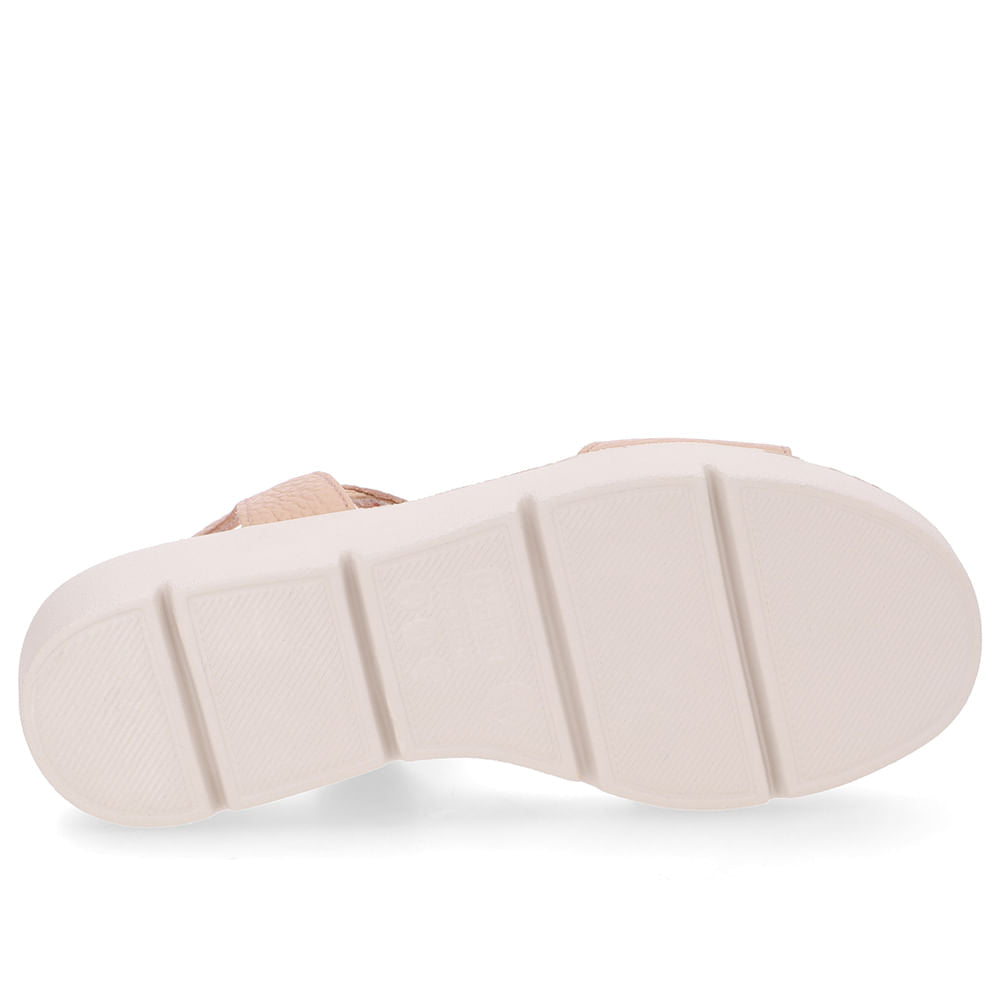 Sandália Plataforma Couro Bege Detalhe Trançado