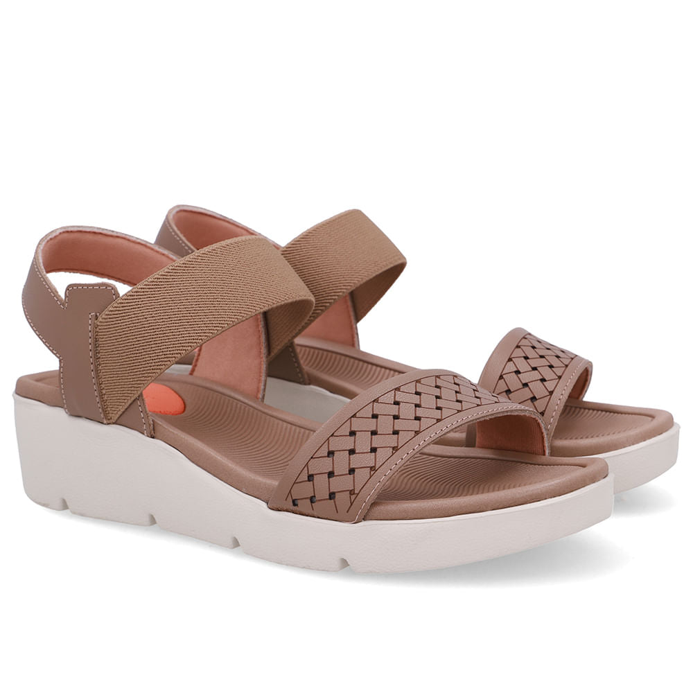 Sandália Plataforma Couro Marrom Laser