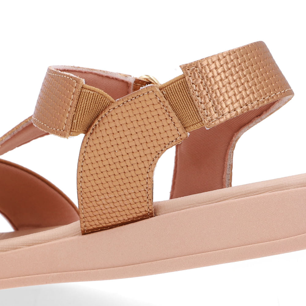 Sandália Bico Quadrado Couro Bronze