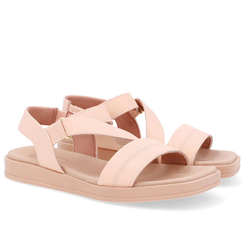 Sandália Bico Quadrado Couro Laranja Claro