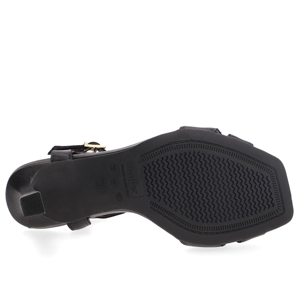 Sandália Salto Fino Couro Preta Bico Quadrado