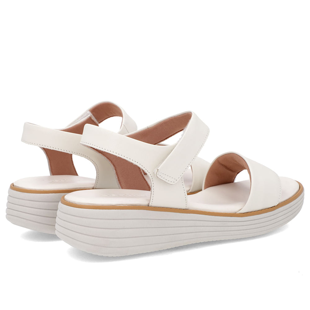 Sandália Casual Couro Branca Marfim Sola Clara