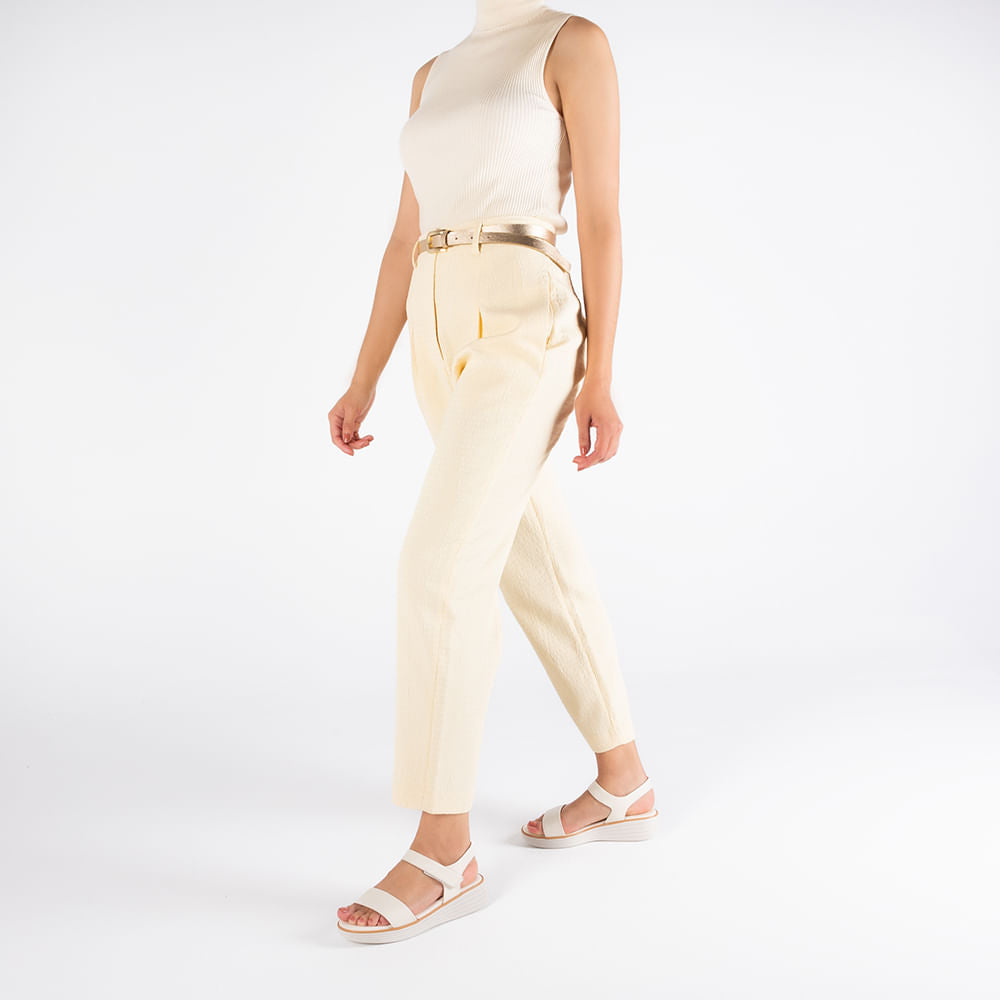 Sandália Casual Couro Branca Marfim Sola Clara