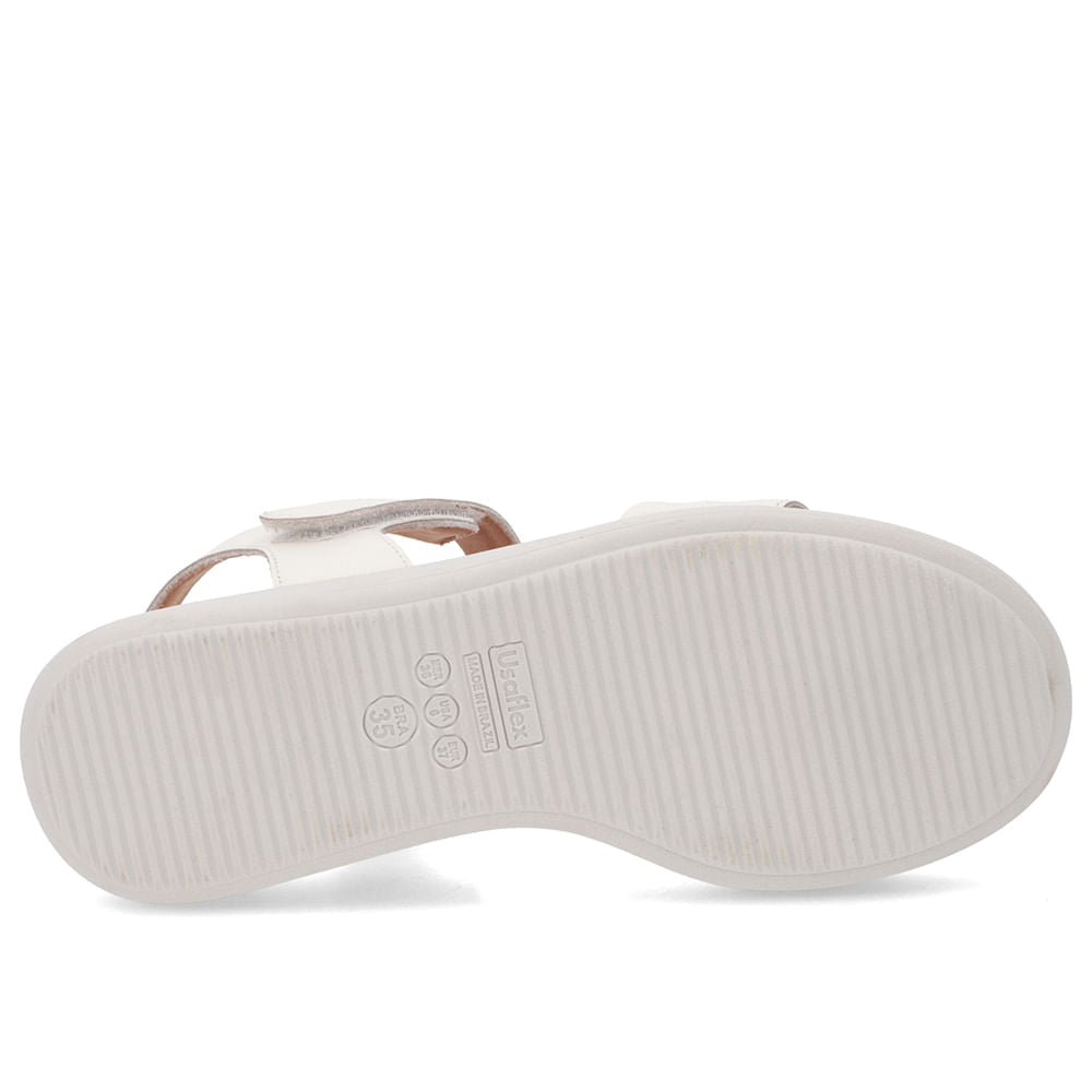 Sandália Casual Couro Branca Marfim Sola Clara