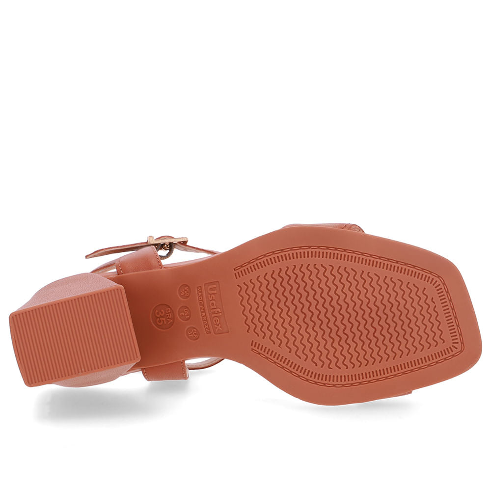 Sandália Bico Quadrado Couro Marrom