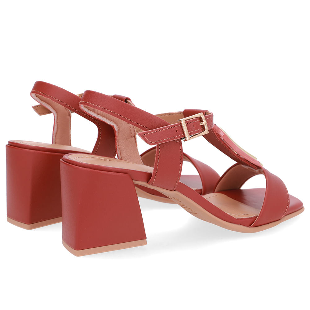 Sandália Bico Quadrado Couro Marrom