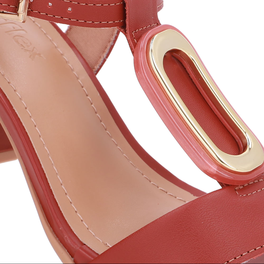 Sandália Bico Quadrado Couro Marrom