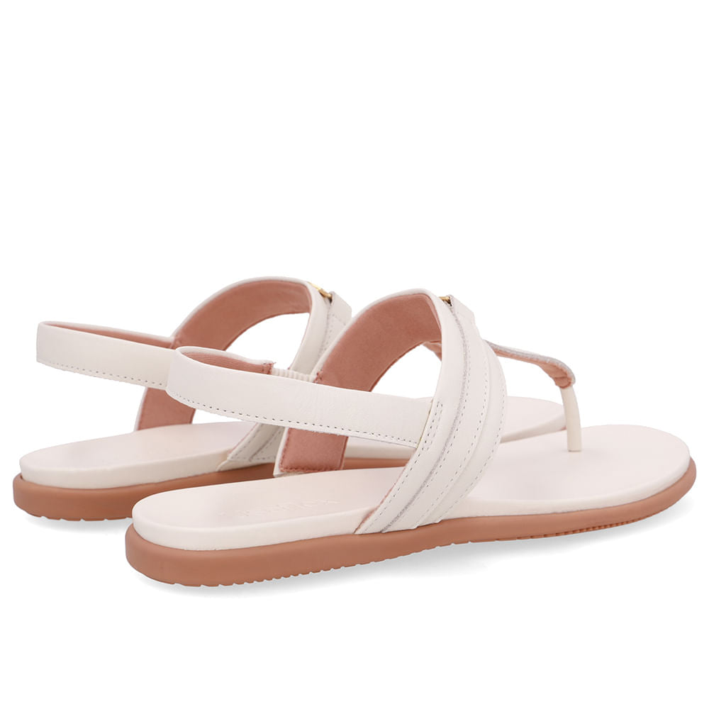 Sandália Rasteira Couro Branco Marfim