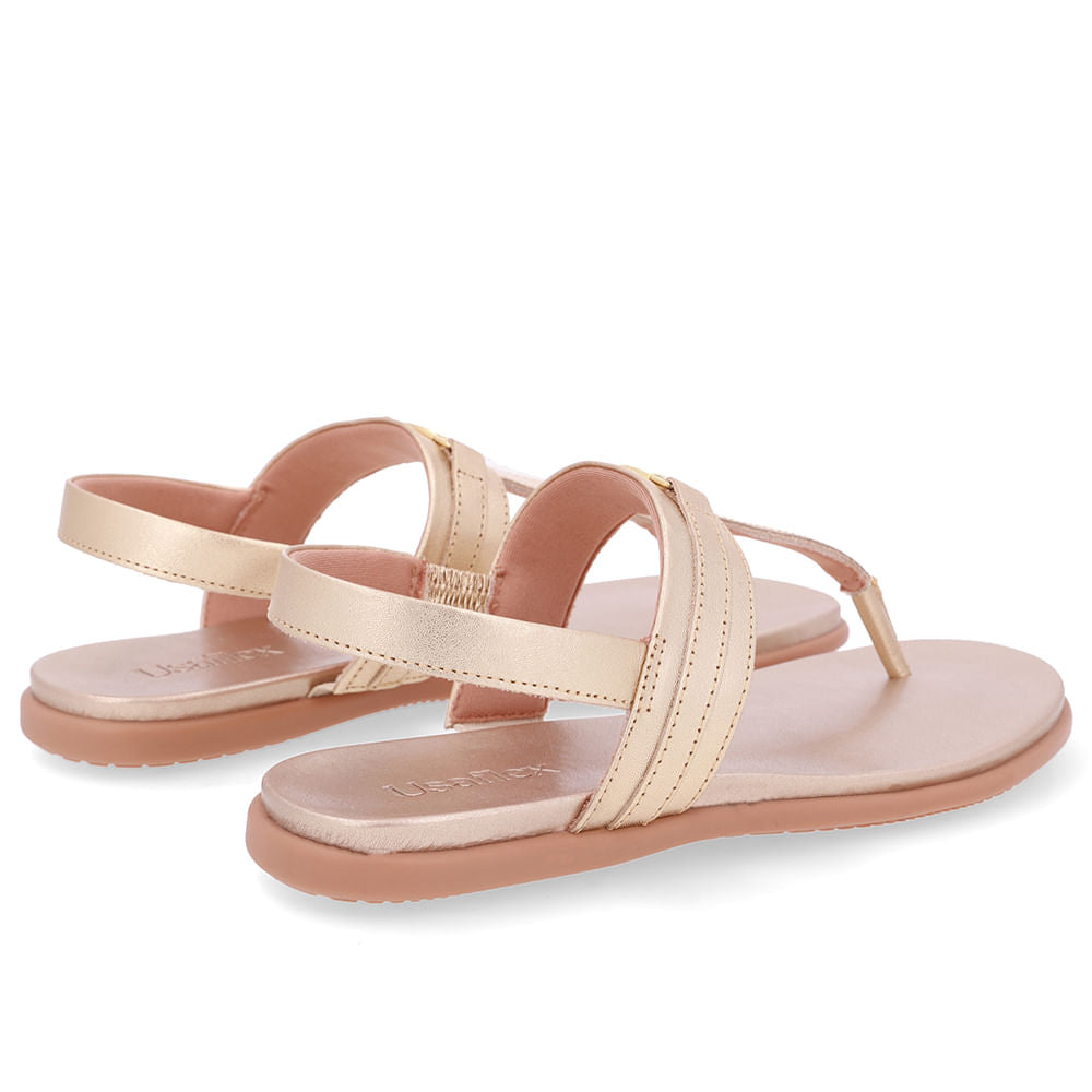 Sandália Rasteira Couro Dourada