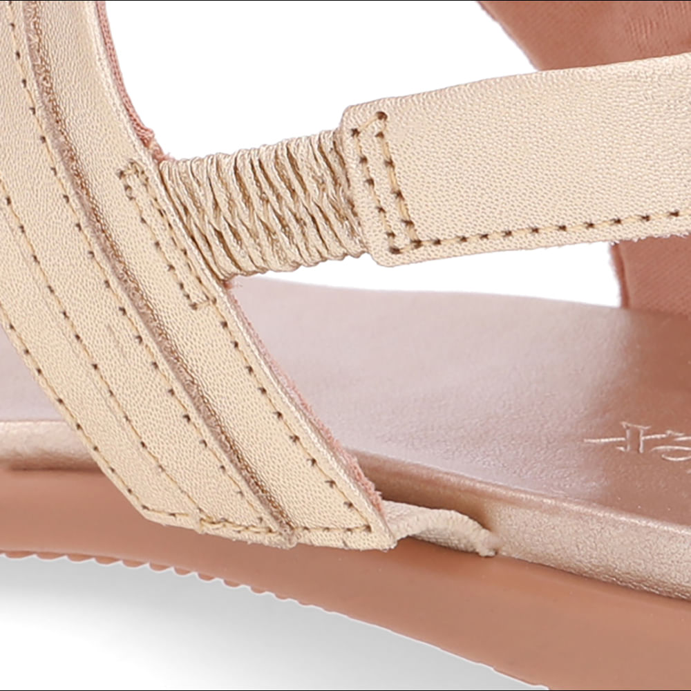 Sandália Rasteira Couro Dourada