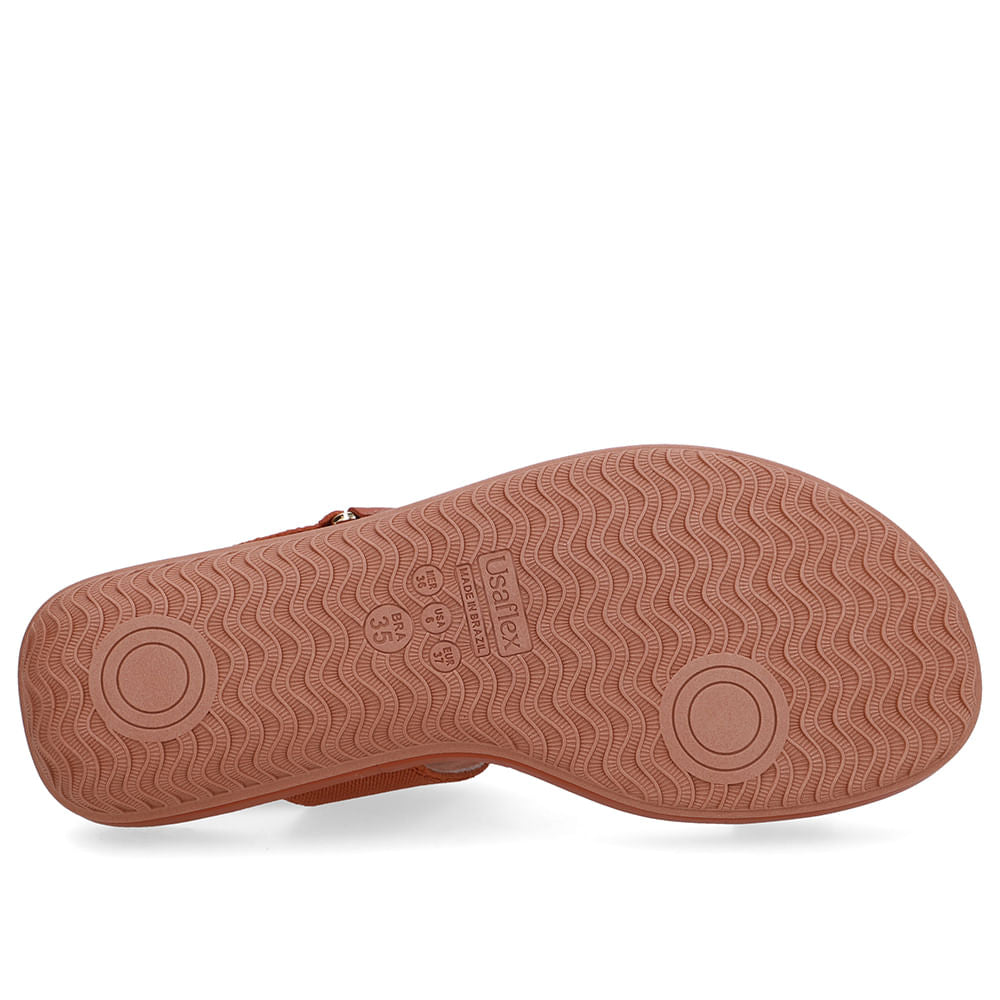 Sandália Baixa Couro Marrom Elástico