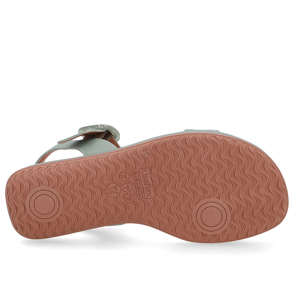 Sandália Baixa Couro Verde Fivela