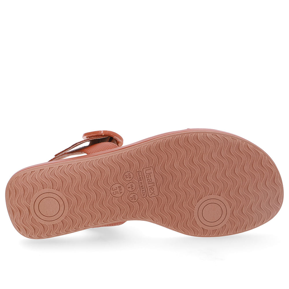 Sandália Baixa Couro Marrom Fivela