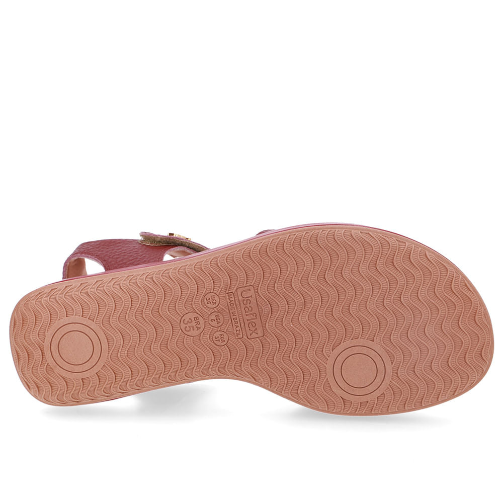 Sandália Baixa Couro Vermelha Fecho-Flex