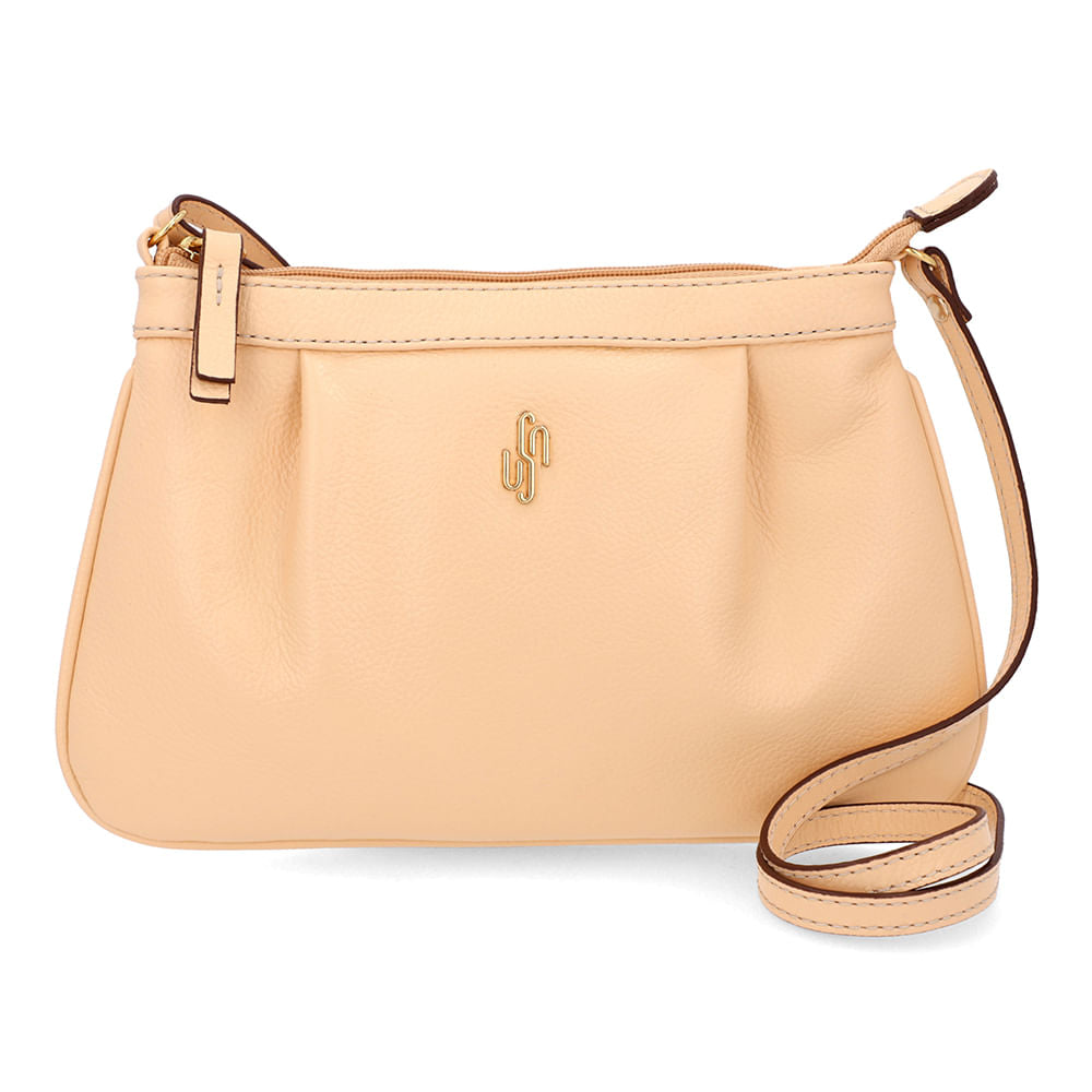 Bolsa Tiracolo Couro Laranja Detalhe Franzido