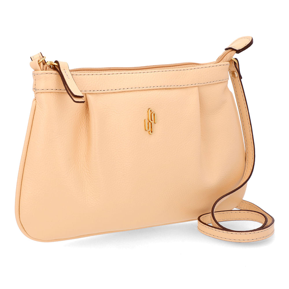 Bolsa Tiracolo Couro Laranja Detalhe Franzido