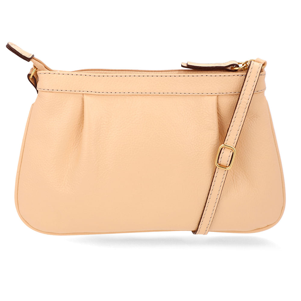 Bolsa Tiracolo Couro Laranja Detalhe Franzido