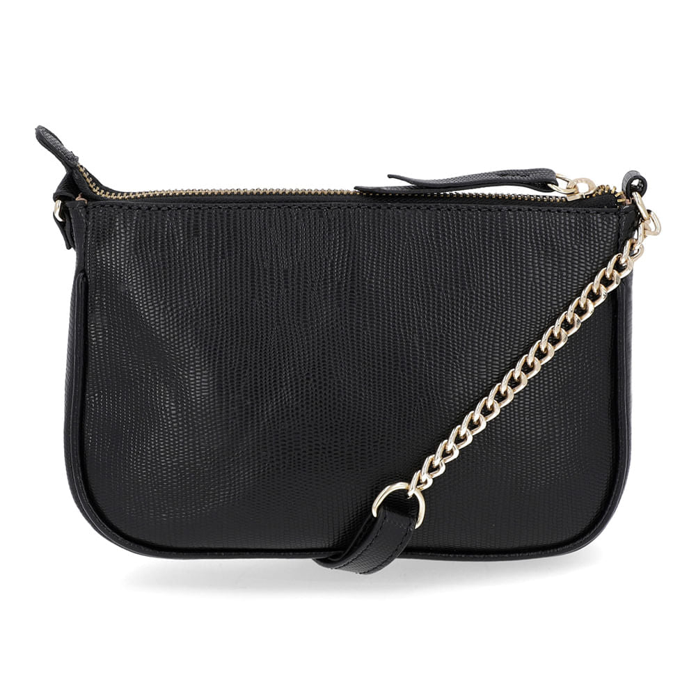 Bolsa Tiracolo Couro Lezard Preta