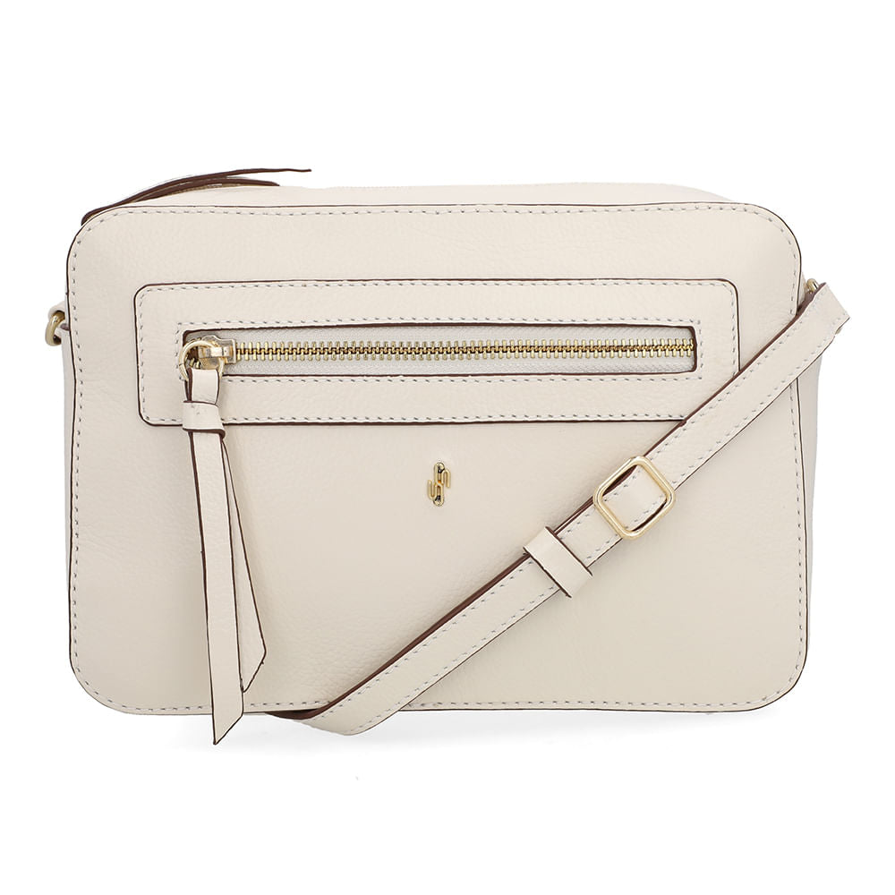 Bolsa Tiracolo Couro Branca Marfim Zíper