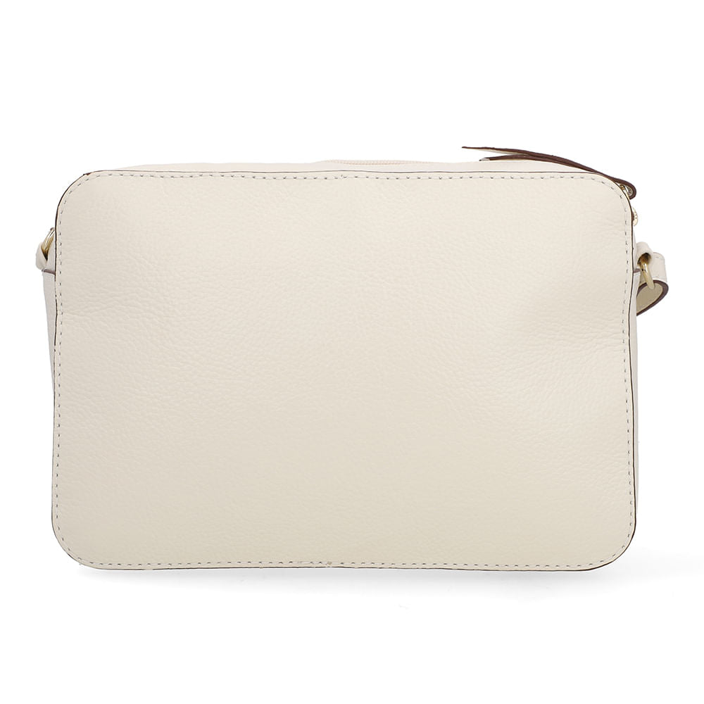 Bolsa Tiracolo Couro Branca Marfim Zíper