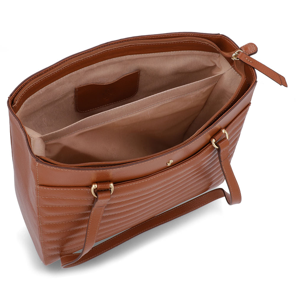 Bolsa Shopper Couro Marrom Doce De Leite Matelassê