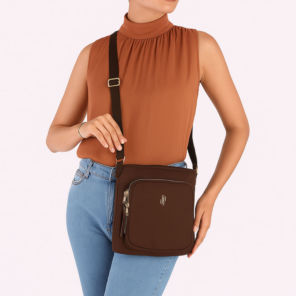 Bolsa Tiracolo Nylon Marrom