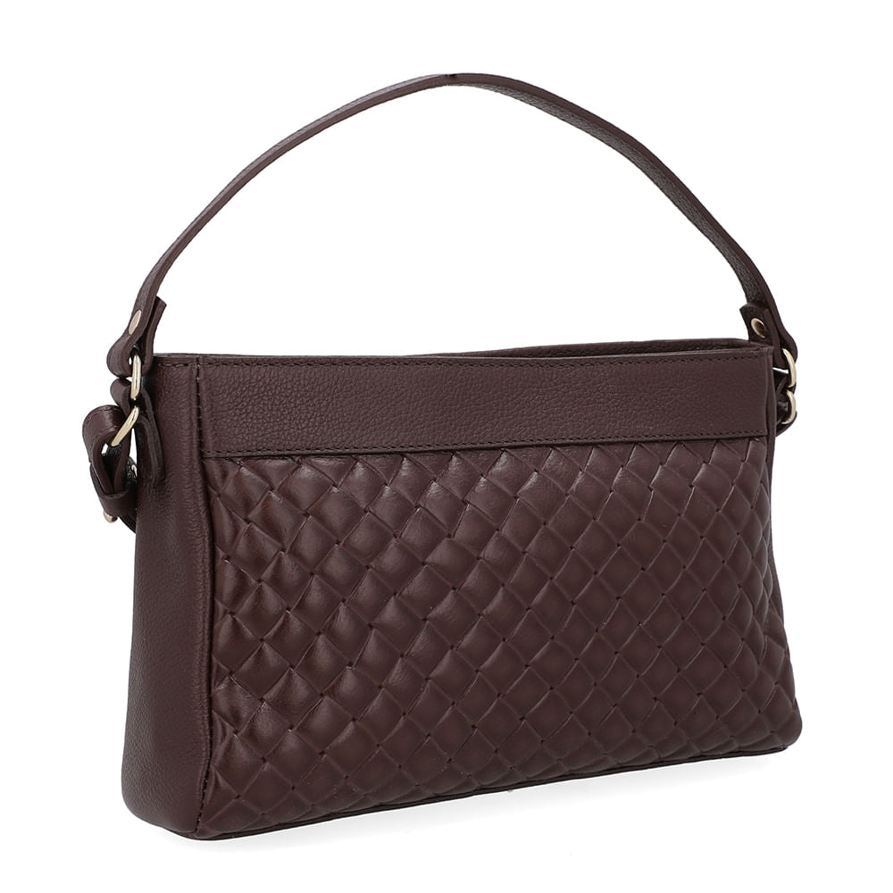 Bolsa Tote Couro Tramado Marrom