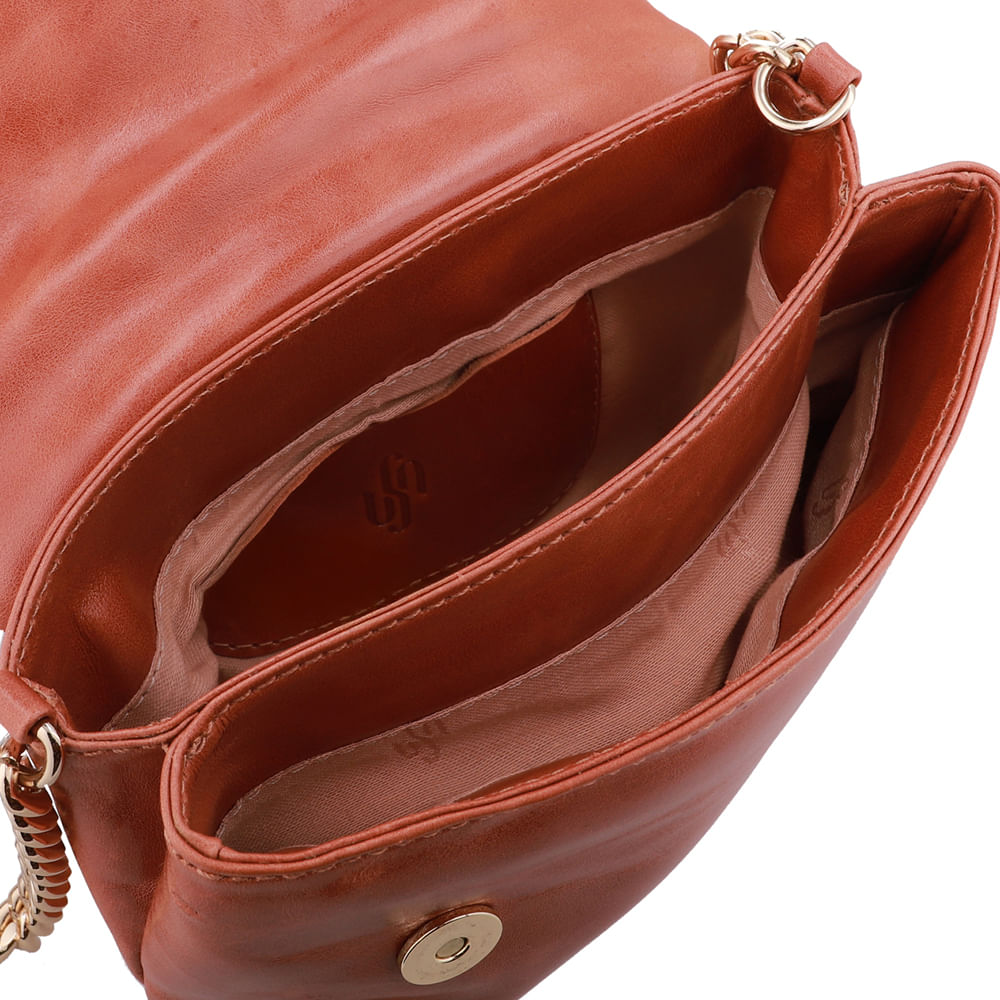 Bolsa Tiracolo Couro Marrom Tachas