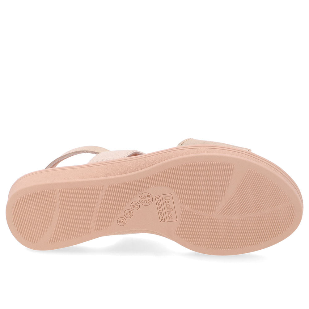 Sandália Salto Baixo Couro Dourada