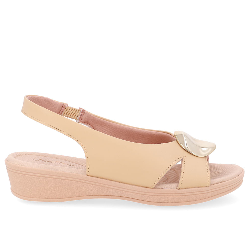 Sandália Baixa Couro Bege