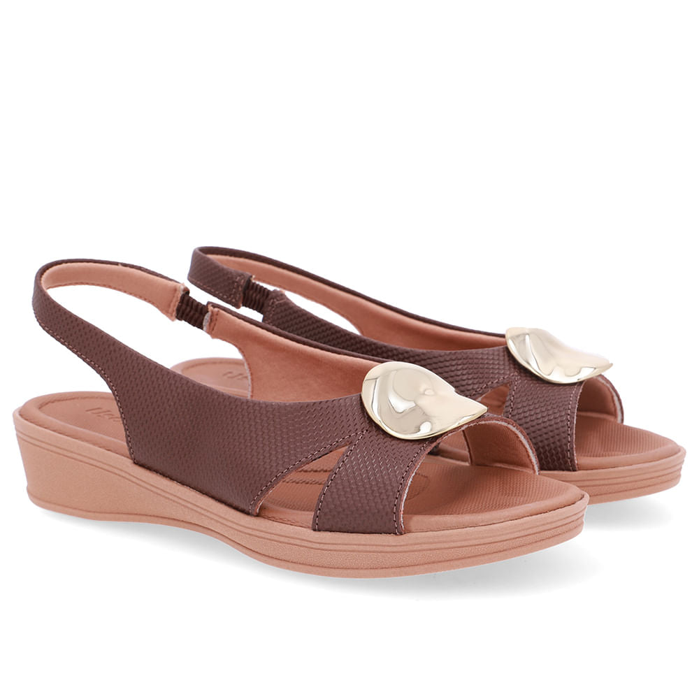 Sandália Baixa Couro Marrom