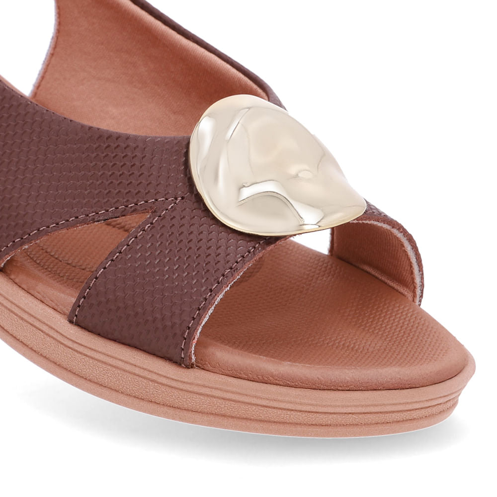 Sandália Baixa Couro Marrom