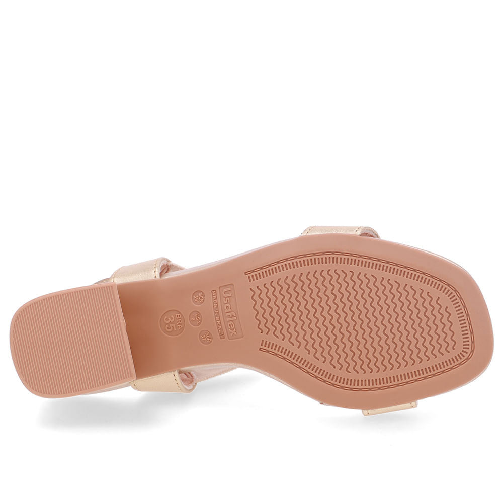 Sandália Couro Dourada Tira Elástico