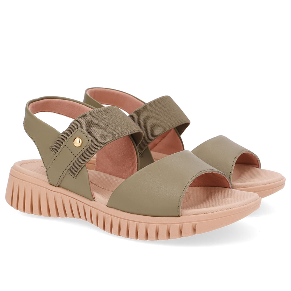 Sandália Plataforma Couro Verde Tira Elástico